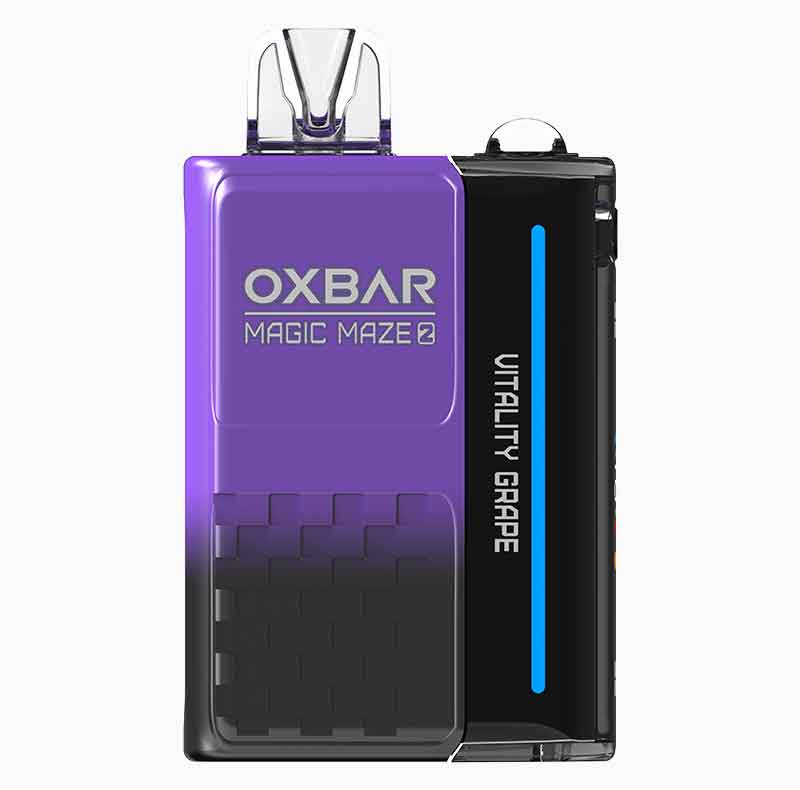 oxbar-30000-puf-vitality-grape طعم انگور شیرین و خوشمزه برای علاقهمندان به طعمهای میوهای ظرفیت فوقالعاده 30000 پاف برای استفاده طولانی طراحی سبک و جمعوجور برای حمل آسان بخاردهی بالا با طعمی ماندگار و جذاب مناسب برای تمامی سلیقهها، بهویژه دوستداران طعم انگور فاقد نیکوتین، انتخابی سالم و لذتبخش یک بار مصرف، بدون نیاز به شارژ یا تعویض قطعات مقاوم در برابر نشتی و ضربه برای استفاده راحت طعمی تازه و طبیعی برای تجربهای منحصربهفرد گزینهای ایدهآل برای استفاده روزمره