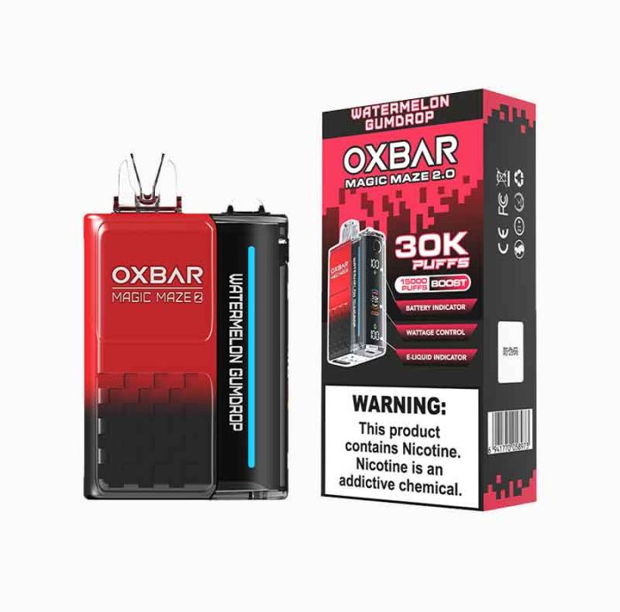طعم دلچسب هندوانه با آب‌نبات ظرفیت بالا تا 30000 پاف طراحی سبک و شیک بخار نرم و عطر خوشایند مناسب برای علاقه‌مندان به طعم‌های میوه‌ای بدون نیاز به شارژ یا نگهداری خاص محصولی بادوام از برند OXBar عطر و طعمی ماندگار در هر پاف گزینه‌ای جذاب برای استفاده روزمره مناسب برای هدیه دادن