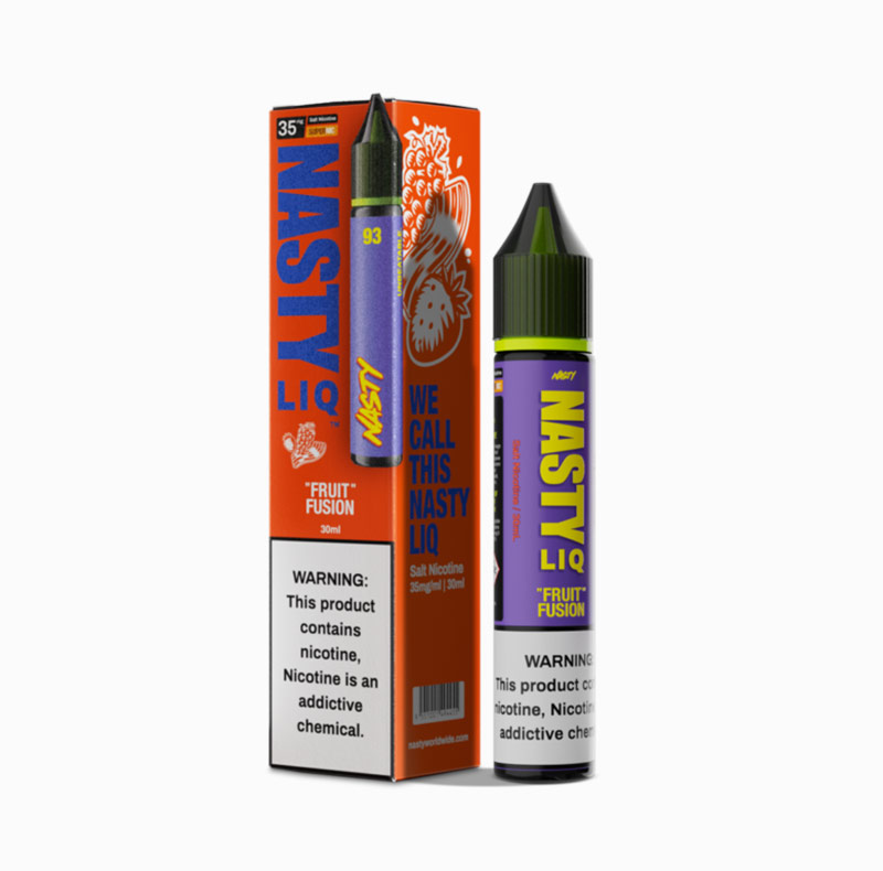 Salt-30ml-nasty-Fruit-fusion-1 ترکیب طعم طبیعی توت فرنگی و بلکبری تازه نیکوتین سالت با جذب سریع و حس نرم در گلو حجم بطری ۳۰ میلیلیتر نیکوتین ۳۰ میلیگرم مناسب پاد سیستمها نسبت VG/PG برابر ۵۰/۵۰ برای تعادل طعم و بخار مناسب استفاده در دستگاههای MTL و پاد سیستم تجربهای میوهای و تازه برای مصرف روزانه بستهبندی مقاوم و درپوش ایمن طعم ماندگار و طبیعی در هر پاف گزینه ایدهآل برای طرفداران طعمهای توتی و میوهای